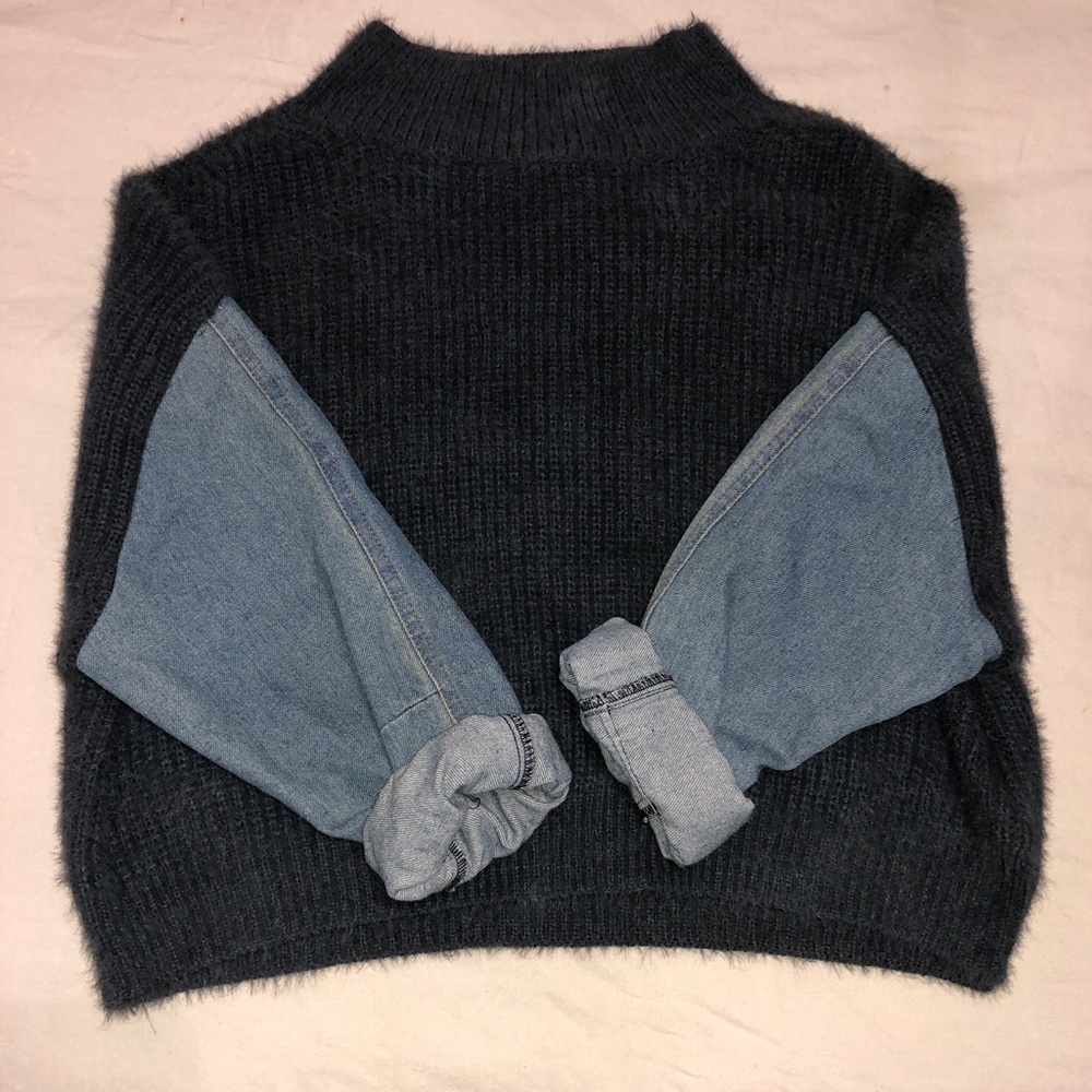 Two-tone Denim Sweater